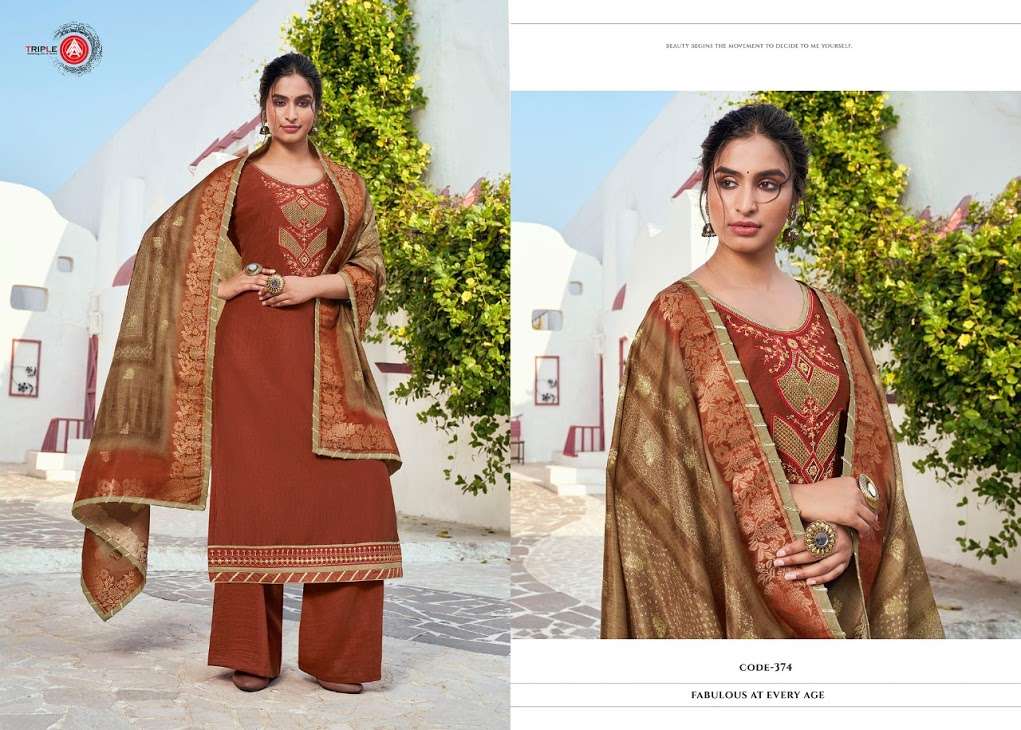 KHWAHISH VOL-2 BY TRIPLE AAA 371 TO 376 SERIES BEAUTIFUL SUITS STYLISH FANCY COLORFUL PARTY WEAR & OCCASIONAL WEAR CHINON SILK PRINTED DRESSES AT WHOLESALE PRICE