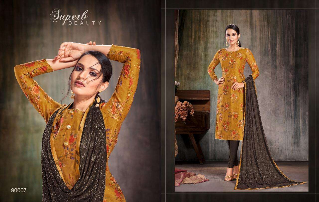 POSH GLORY BY KAPIL TRENDZ 90001 TO 90012 SERIES BEAUTIFUL SUITS STYLISH FANCY COLORFUL PARTY WEAR & OCCASIONAL WEAR CHANDERI DIGITAL PRINTED DRESSES AT WHOLESALE PRICE