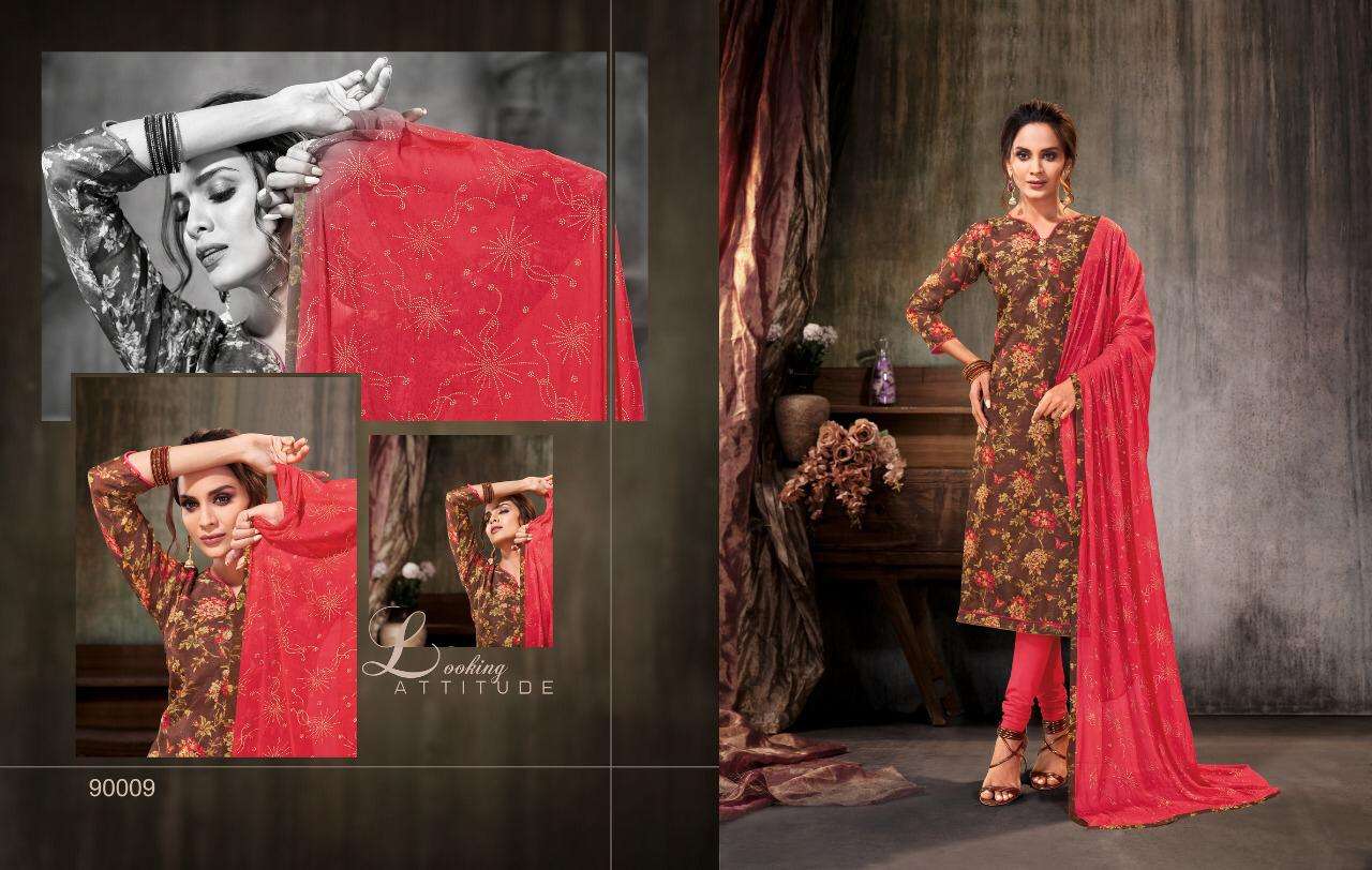 POSH GLORY BY KAPIL TRENDZ 90001 TO 90012 SERIES BEAUTIFUL SUITS STYLISH FANCY COLORFUL PARTY WEAR & OCCASIONAL WEAR CHANDERI DIGITAL PRINTED DRESSES AT WHOLESALE PRICE