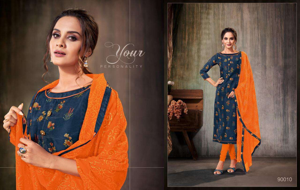 POSH GLORY BY KAPIL TRENDZ 90001 TO 90012 SERIES BEAUTIFUL SUITS STYLISH FANCY COLORFUL PARTY WEAR & OCCASIONAL WEAR CHANDERI DIGITAL PRINTED DRESSES AT WHOLESALE PRICE