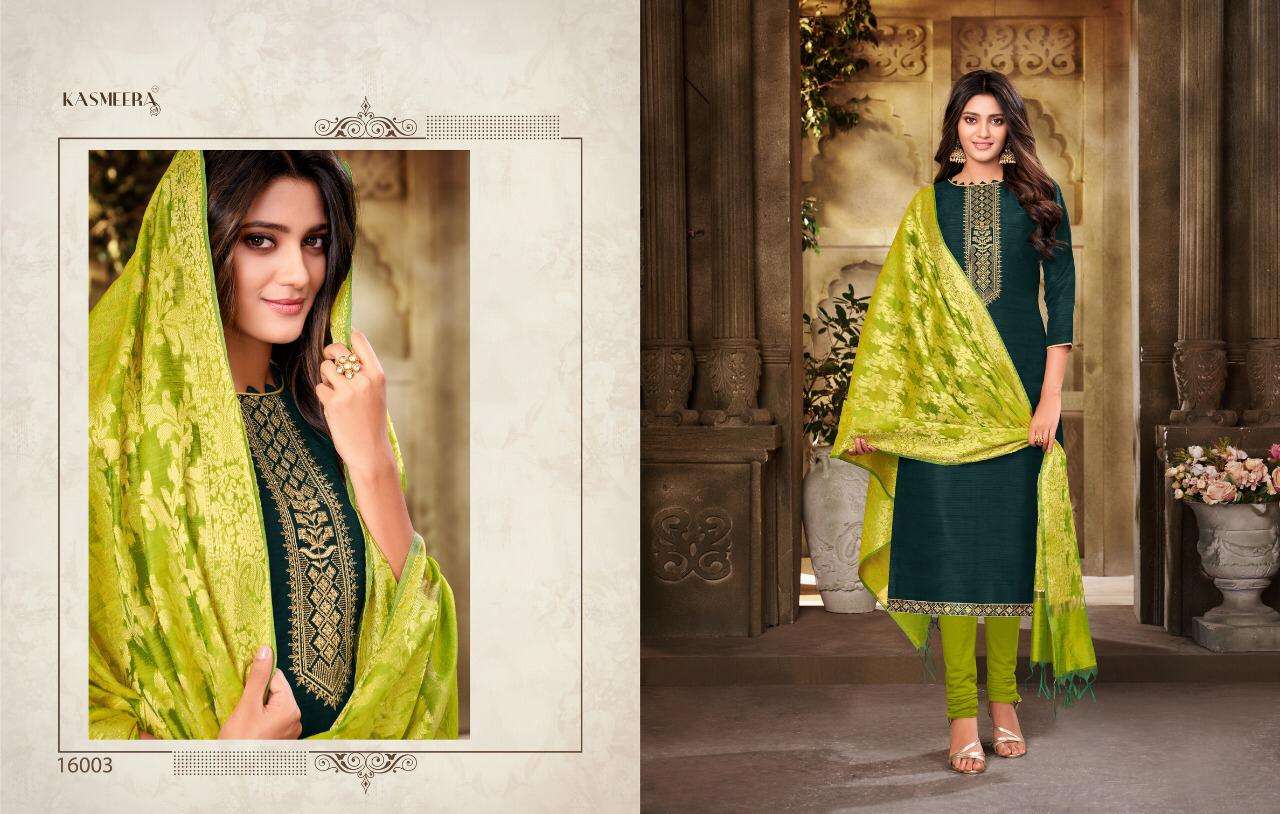QUEEN VOL-4 BY KASMEERA 16002 TO 16013 SERIES BEAUTIFUL STYLISH SUITS FANCY COLORFUL CASUAL WEAR & ETHNIC WEAR & READY TO WEAR BANARSI SILK DRESSES AT WHOLESALE PRICE