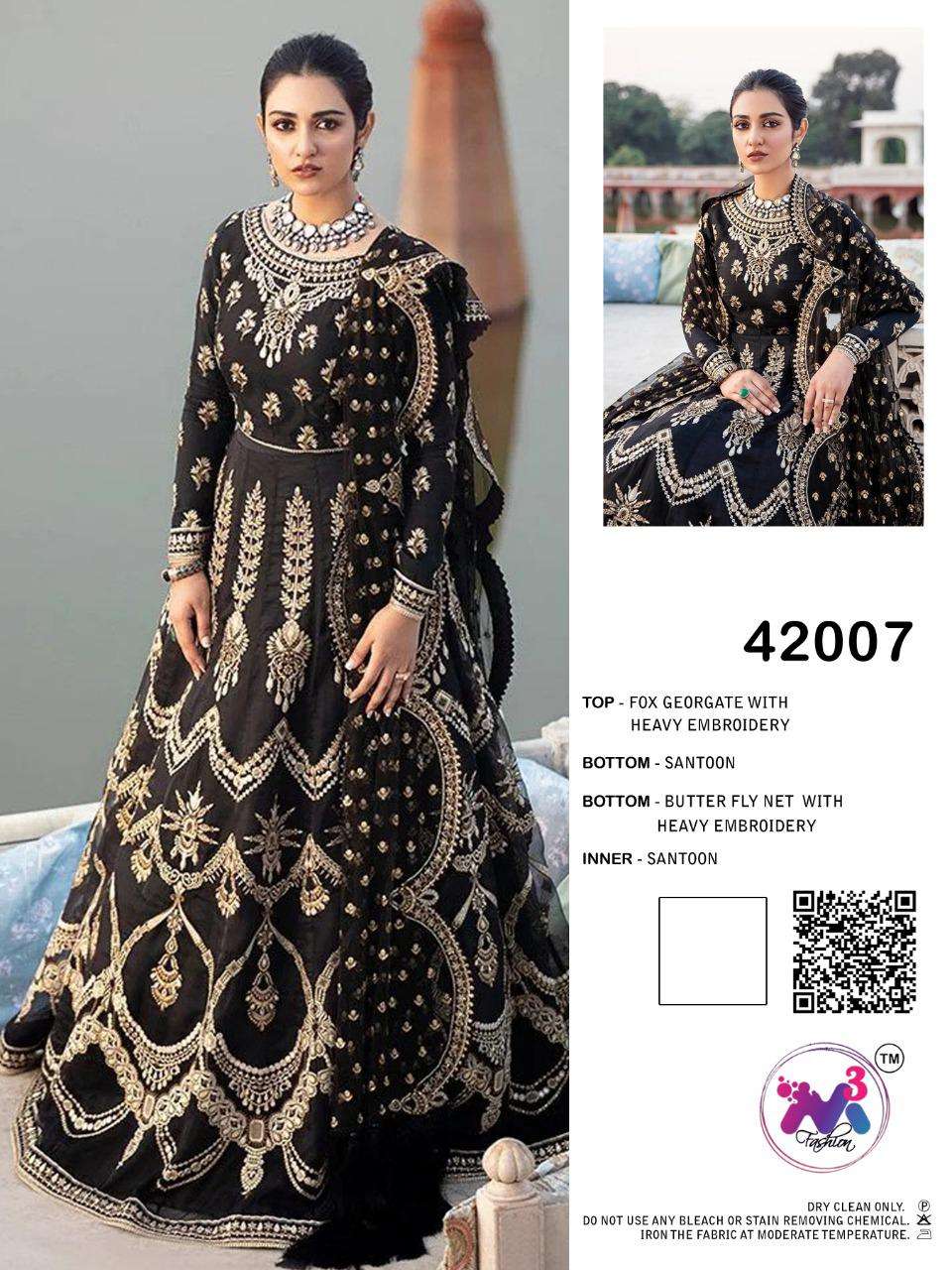 M3 FASHION HIT DESIGN 42007 BY M3 FASHION DESIGNER SUITS BEAUTIFUL FANCY COLORFUL STYLISH PARTY WEAR & OCCASIONAL WEAR FAUX GEORGETTE EMBROIDERED DRESSES AT WHOLESALE PRICE