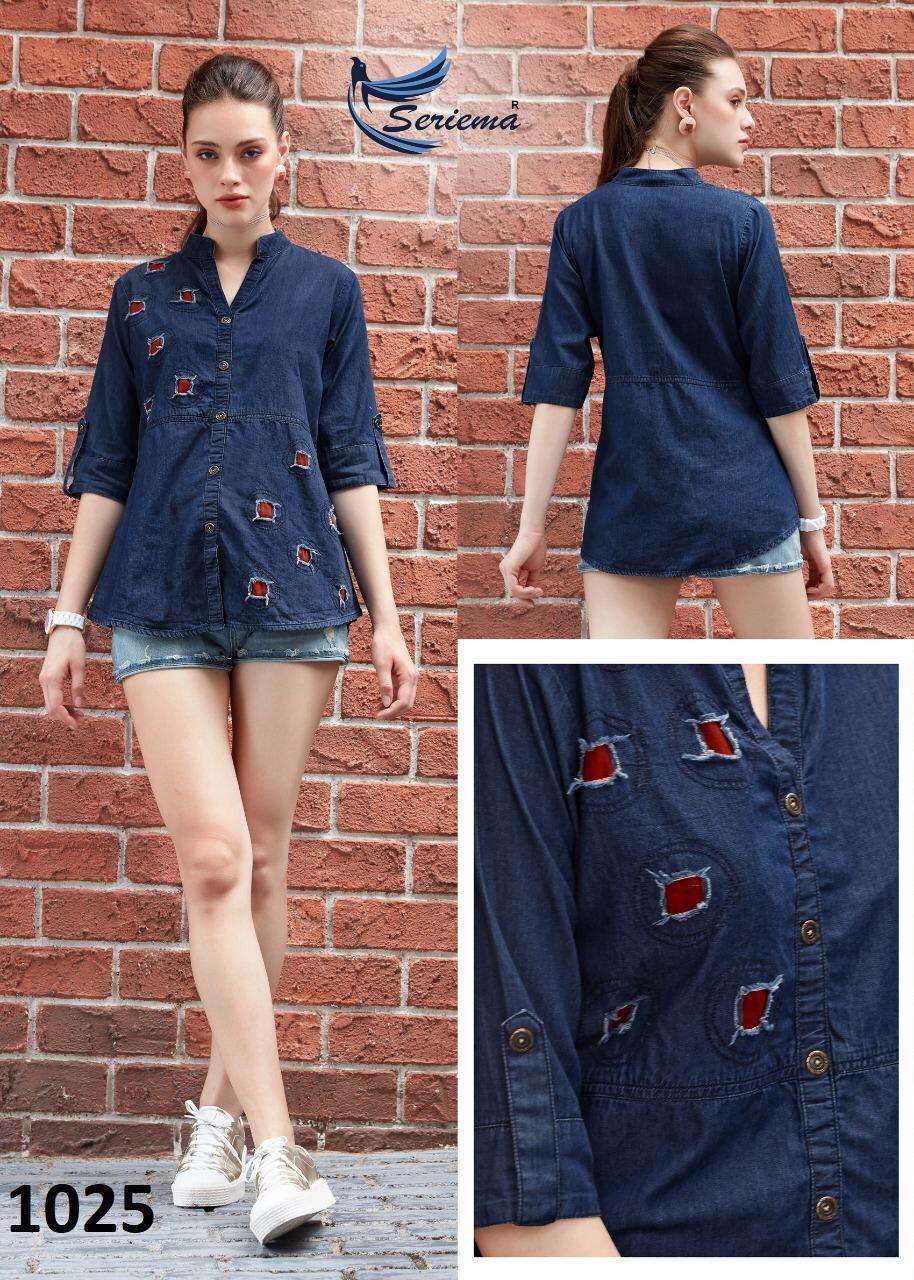 CARBON NX BY SPARROW STYLISH FANCY BEAUTIFUL COLORFUL CASUAL WEAR & ETHNIC WEAR PURE COTTON DENIM KURTIS AT WHOLESALE PRICE