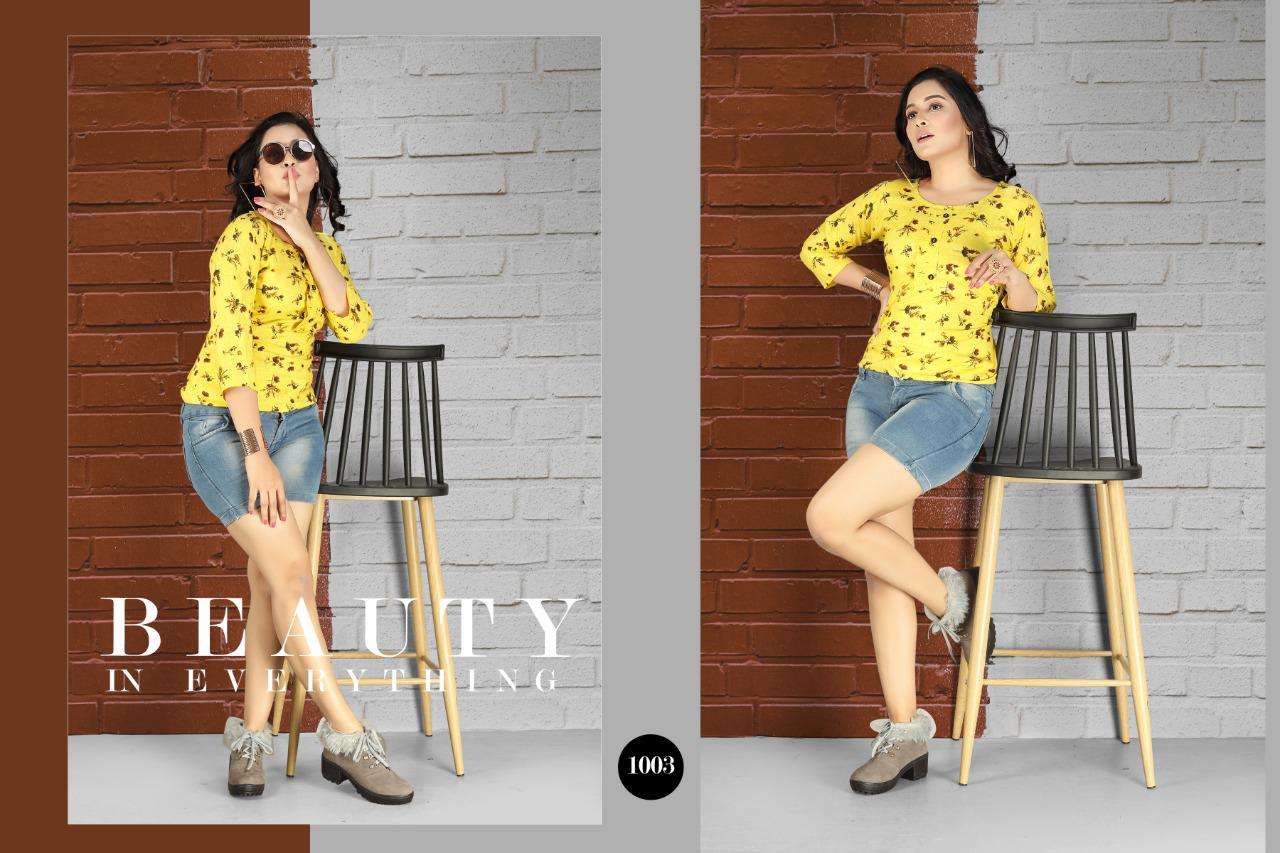 RITVIKA BY S S KURTIS 1001 TO 1008 SERIES BEAUTIFUL COLORFUL STYLISH FANCY CASUAL WEAR & ETHNIC WEAR & READY TO WEAR RAYON PRINTED TOPS AT WHOLESALE PRICE