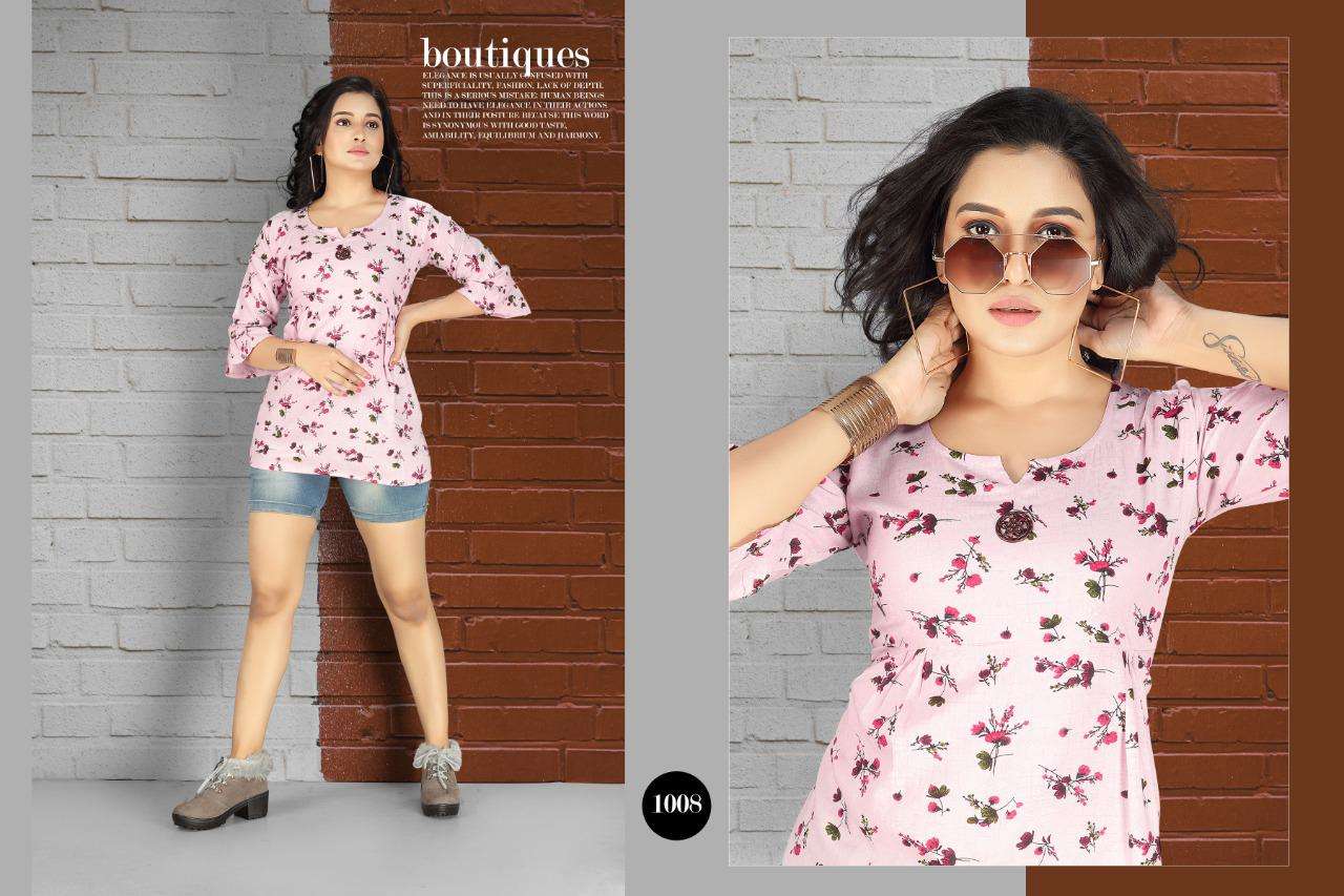 RITVIKA BY S S KURTIS 1001 TO 1008 SERIES BEAUTIFUL COLORFUL STYLISH FANCY CASUAL WEAR & ETHNIC WEAR & READY TO WEAR RAYON PRINTED TOPS AT WHOLESALE PRICE