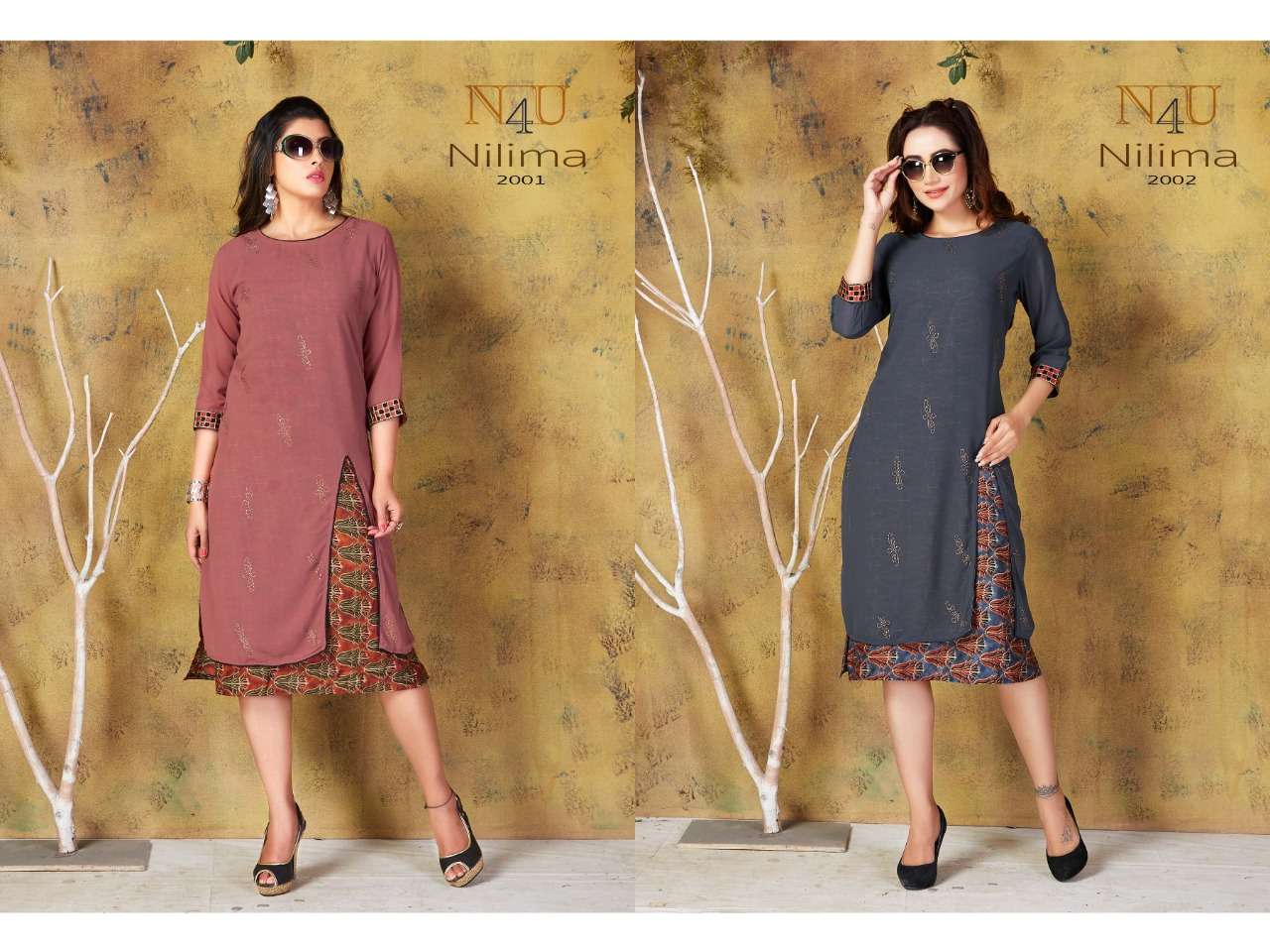 NILIMA BY N4U 2001 TO 2010 SERIES BEAUTIFUL COLORFUL STYLISH FANCY CASUAL WEAR & ETHNIC WEAR & READY TO WEAR GEORGETTE EMBROIDERED KURTIS AT WHOLESALE PRICE