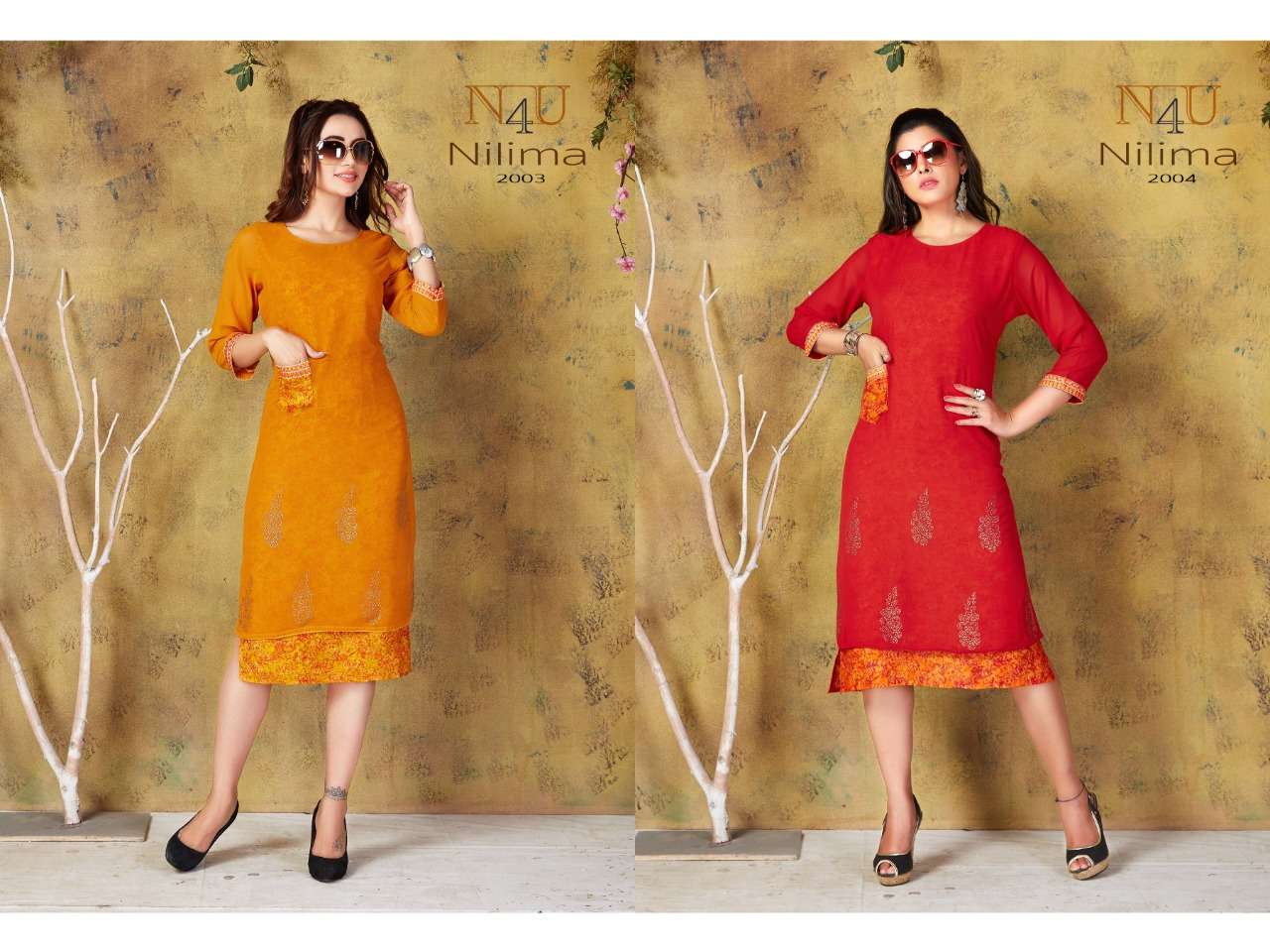 NILIMA BY N4U 2001 TO 2010 SERIES BEAUTIFUL COLORFUL STYLISH FANCY CASUAL WEAR & ETHNIC WEAR & READY TO WEAR GEORGETTE EMBROIDERED KURTIS AT WHOLESALE PRICE