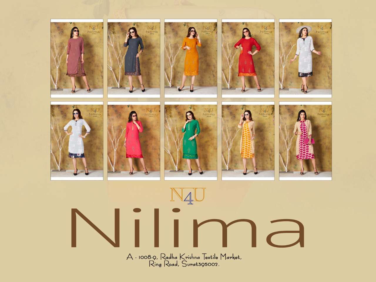 NILIMA BY N4U 2001 TO 2010 SERIES BEAUTIFUL COLORFUL STYLISH FANCY CASUAL WEAR & ETHNIC WEAR & READY TO WEAR GEORGETTE EMBROIDERED KURTIS AT WHOLESALE PRICE