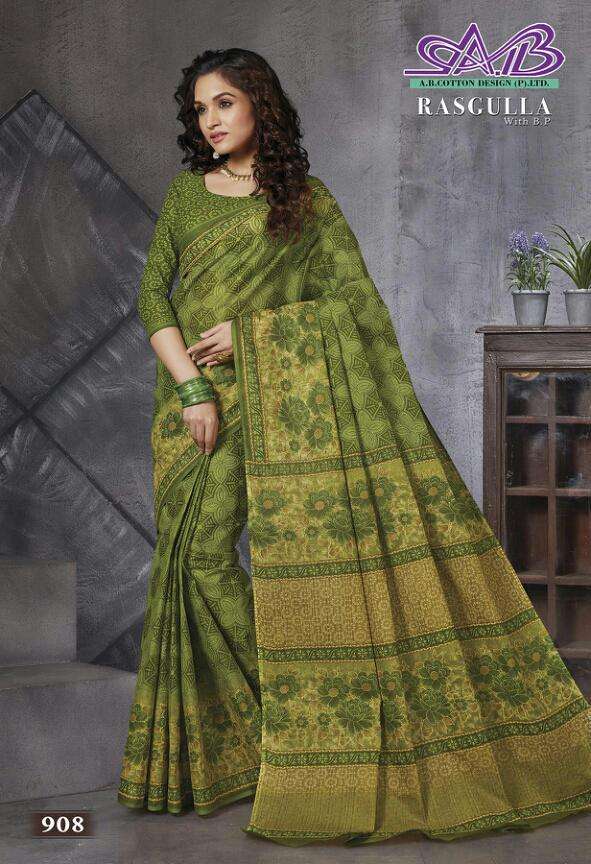 RASGULLA BY AB 900 TO 914 SERIES INDIAN TRADITIONAL WEAR COLLECTION BEAUTIFUL STYLISH FANCY COLORFUL PARTY WEAR & OCCASIONAL WEAR MUL MUL COTTON SAREES AT WHOLESALE PRICE