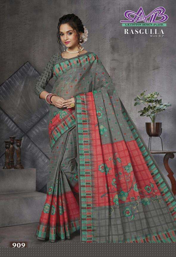 RASGULLA BY AB 900 TO 914 SERIES INDIAN TRADITIONAL WEAR COLLECTION BEAUTIFUL STYLISH FANCY COLORFUL PARTY WEAR & OCCASIONAL WEAR MUL MUL COTTON SAREES AT WHOLESALE PRICE