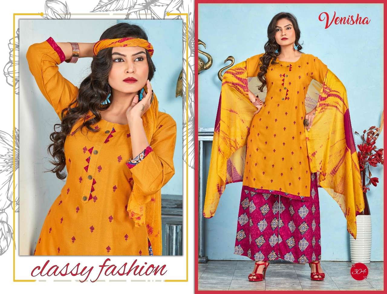 KASHAF VOL-2 BY VENISHA 301 TO 306 SERIES SUITS BEAUTIFUL FANCY COLORFUL STYLISH PARTY WEAR & OCCASIONAL WEAR RAYON EMBROIDERY DRESSES AT WHOLESALE PRICE