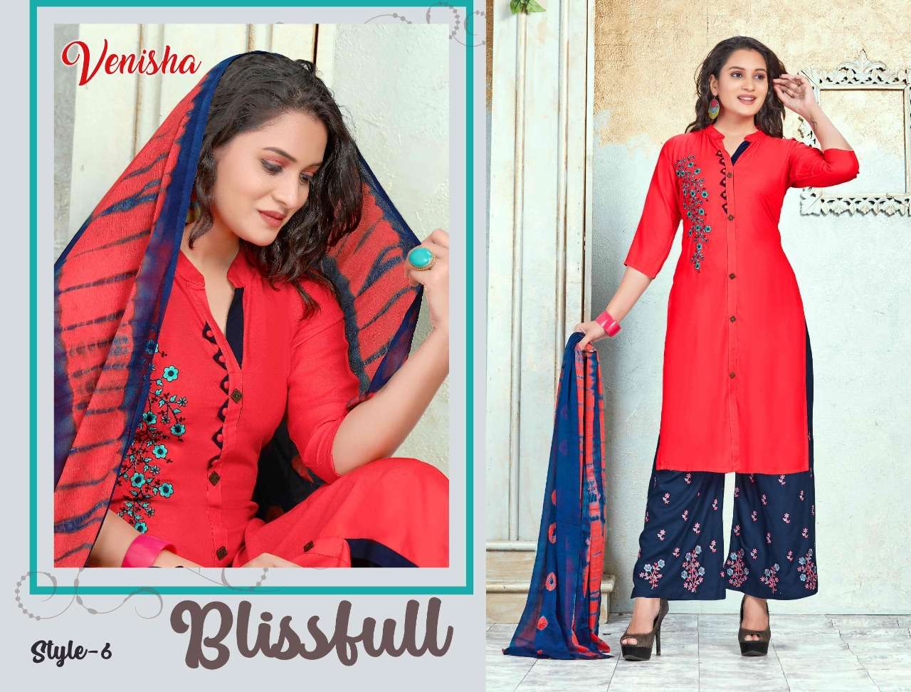 NATURAL BY VENISHA 01 TO 06 SERIES STYLISH FANCY BEAUTIFUL COLORFUL CASUAL WEAR & ETHNIC WEAR RAYON EMBROIDERED DRESSES AT WHOLESALE PRICE