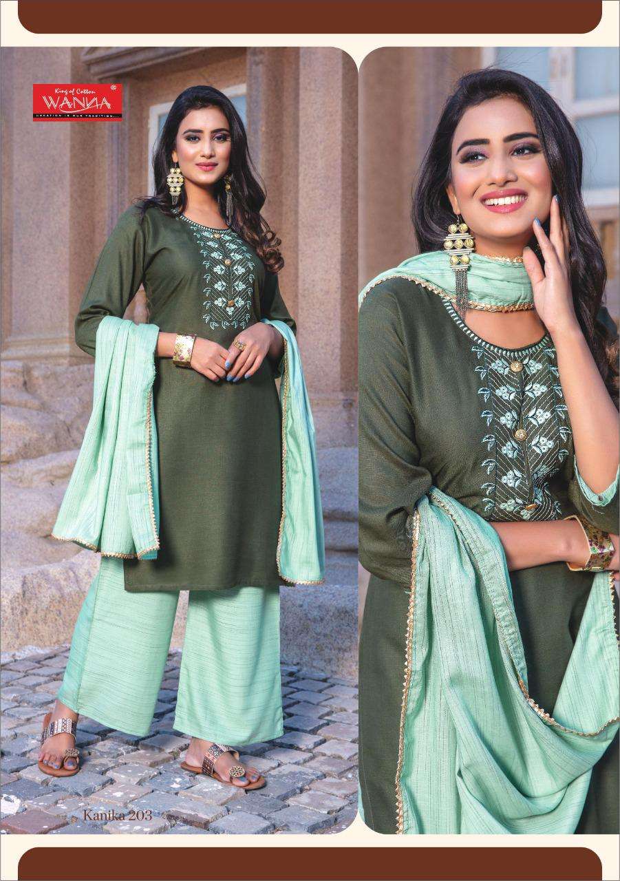 KANIKA VOL-2 BY WANNA 201 TO 209 SERIES BEAUTIFUL SUITS STYLISH FANCY COLORFUL PARTY WEAR & OCCASIONAL WEAR RAYON PRINTED DRESSES AT WHOLESALE PRICe