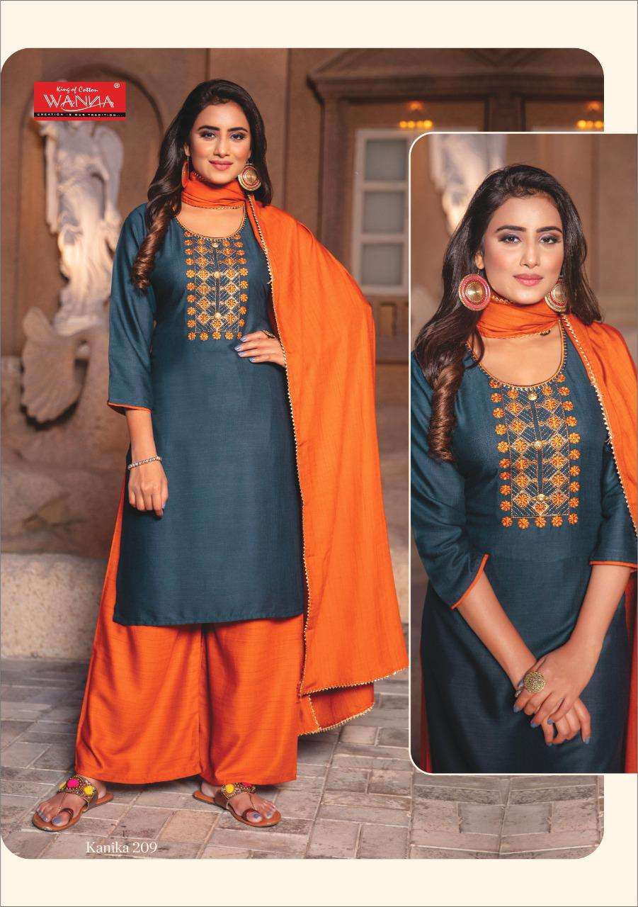 KANIKA VOL-2 BY WANNA 201 TO 209 SERIES BEAUTIFUL SUITS STYLISH FANCY COLORFUL PARTY WEAR & OCCASIONAL WEAR RAYON PRINTED DRESSES AT WHOLESALE PRICe