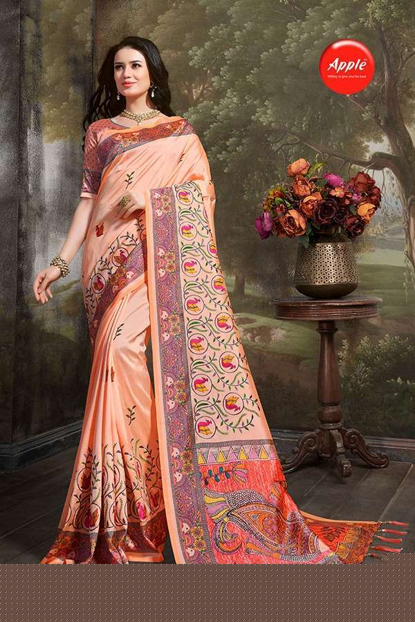 ZODIAC BY APPLE 01 TO 08 SERIES INDIAN TRADITIONAL WEAR COLLECTION BEAUTIFUL STYLISH FANCY COLORFUL PARTY WEAR & OCCASIONAL WEAR SILK SAREES AT WHOLESALE PRICE