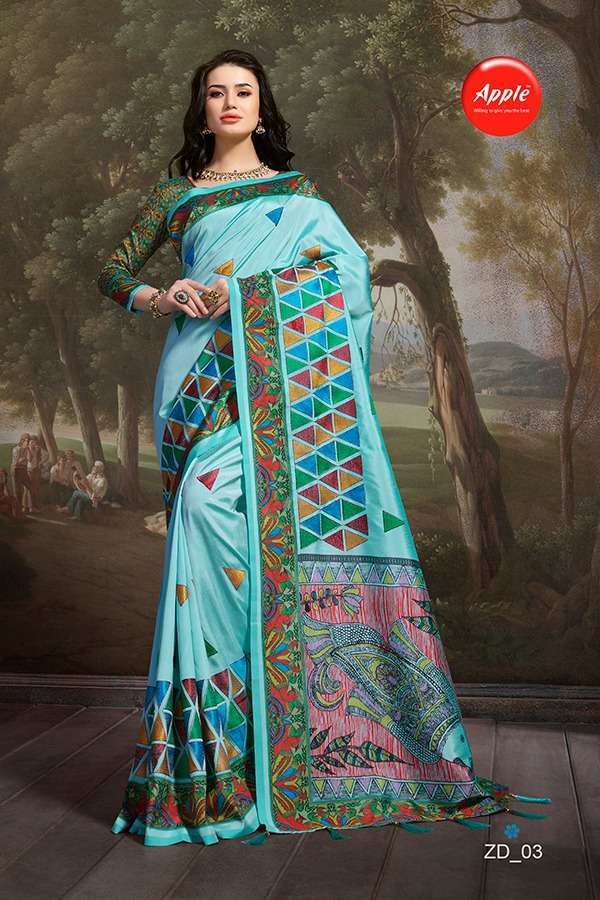 ZODIAC BY APPLE 01 TO 08 SERIES INDIAN TRADITIONAL WEAR COLLECTION BEAUTIFUL STYLISH FANCY COLORFUL PARTY WEAR & OCCASIONAL WEAR SILK SAREES AT WHOLESALE PRICE