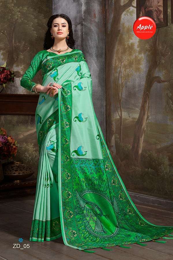 ZODIAC BY APPLE 01 TO 08 SERIES INDIAN TRADITIONAL WEAR COLLECTION BEAUTIFUL STYLISH FANCY COLORFUL PARTY WEAR & OCCASIONAL WEAR SILK SAREES AT WHOLESALE PRICE