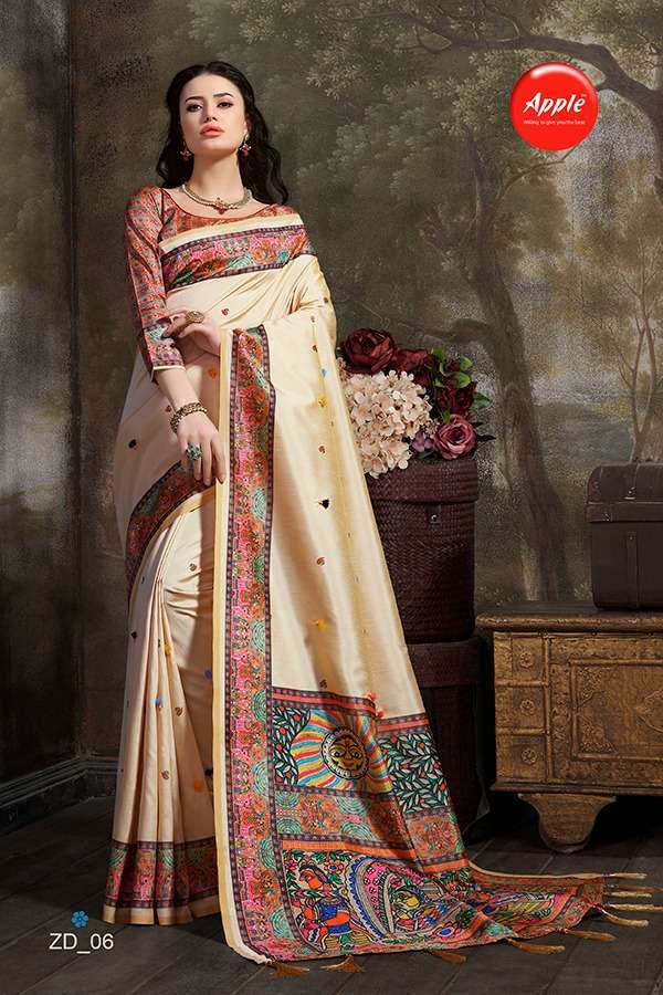 ZODIAC BY APPLE 01 TO 08 SERIES INDIAN TRADITIONAL WEAR COLLECTION BEAUTIFUL STYLISH FANCY COLORFUL PARTY WEAR & OCCASIONAL WEAR SILK SAREES AT WHOLESALE PRICE