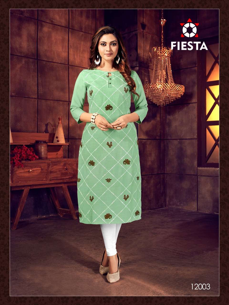 INDIAN CULTURE BY FIESTA 12001 TO 12006 SERIES BEAUTIFUL COLORFUL STYLISH FANCY CASUAL WEAR & ETHNIC WEAR & READY TO WEAR RAYON SLUB PRINTED KURTIS AT WHOLESALE PRICE