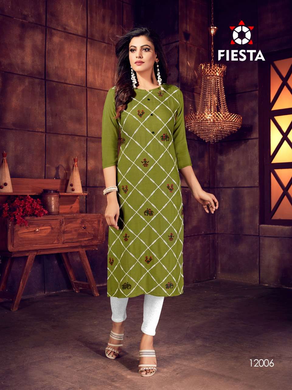INDIAN CULTURE BY FIESTA 12001 TO 12006 SERIES BEAUTIFUL COLORFUL STYLISH FANCY CASUAL WEAR & ETHNIC WEAR & READY TO WEAR RAYON SLUB PRINTED KURTIS AT WHOLESALE PRICE