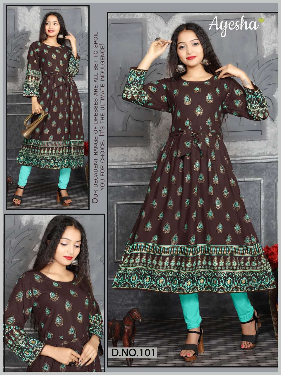 SUJAN BY AYESHA 101 TO 108 SERIES BEAUTIFUL COLORFUL STYLISH FANCY CASUAL WEAR & ETHNIC WEAR & READY TO WEAR RAYON PRINTED KURTIS AT WHOLESALE PRICE