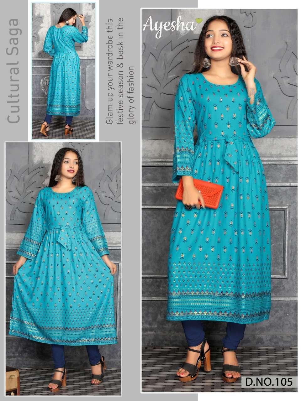 SUJAN BY AYESHA 101 TO 108 SERIES BEAUTIFUL COLORFUL STYLISH FANCY CASUAL WEAR & ETHNIC WEAR & READY TO WEAR RAYON PRINTED KURTIS AT WHOLESALE PRICE