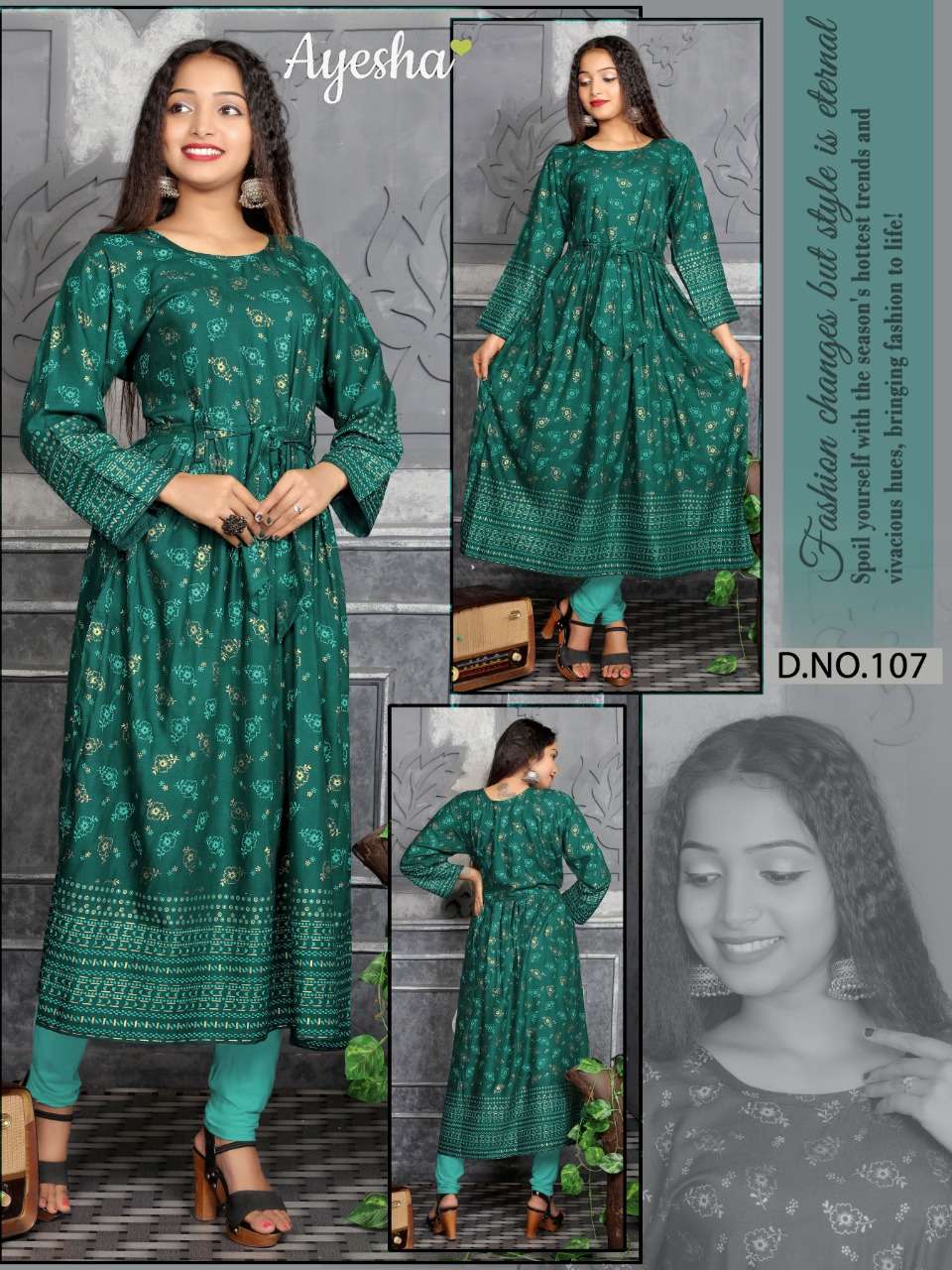 SUJAN BY AYESHA 101 TO 108 SERIES BEAUTIFUL COLORFUL STYLISH FANCY CASUAL WEAR & ETHNIC WEAR & READY TO WEAR RAYON PRINTED KURTIS AT WHOLESALE PRICE