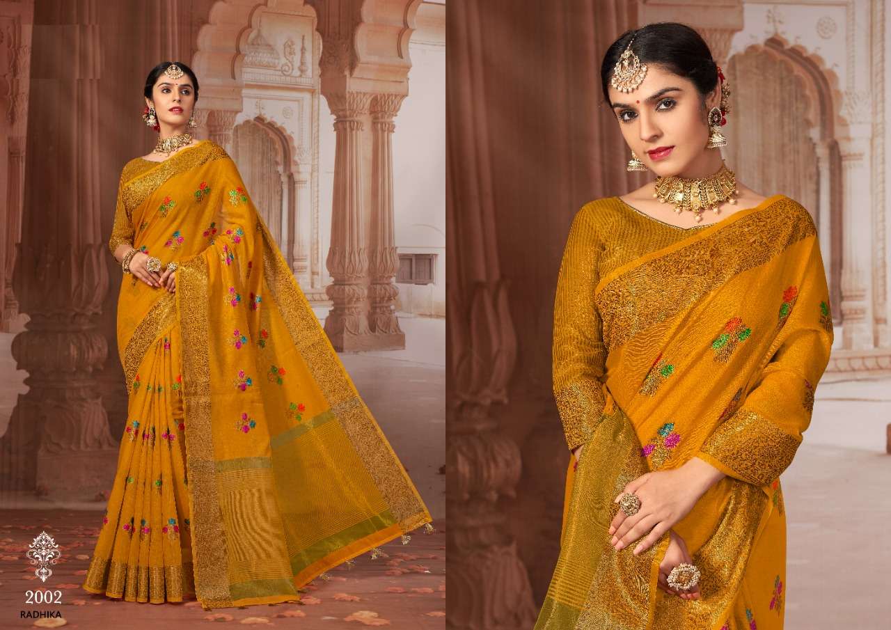RADHIKA BY SHREE MATARAM 2001 TO 2012 SERIES INDIAN TRADITIONAL WEAR COLLECTION BEAUTIFUL STYLISH FANCY COLORFUL PARTY WEAR & OCCASIONAL WEAR CHANDERI COTTON SAREES AT WHOLESALE PRICE