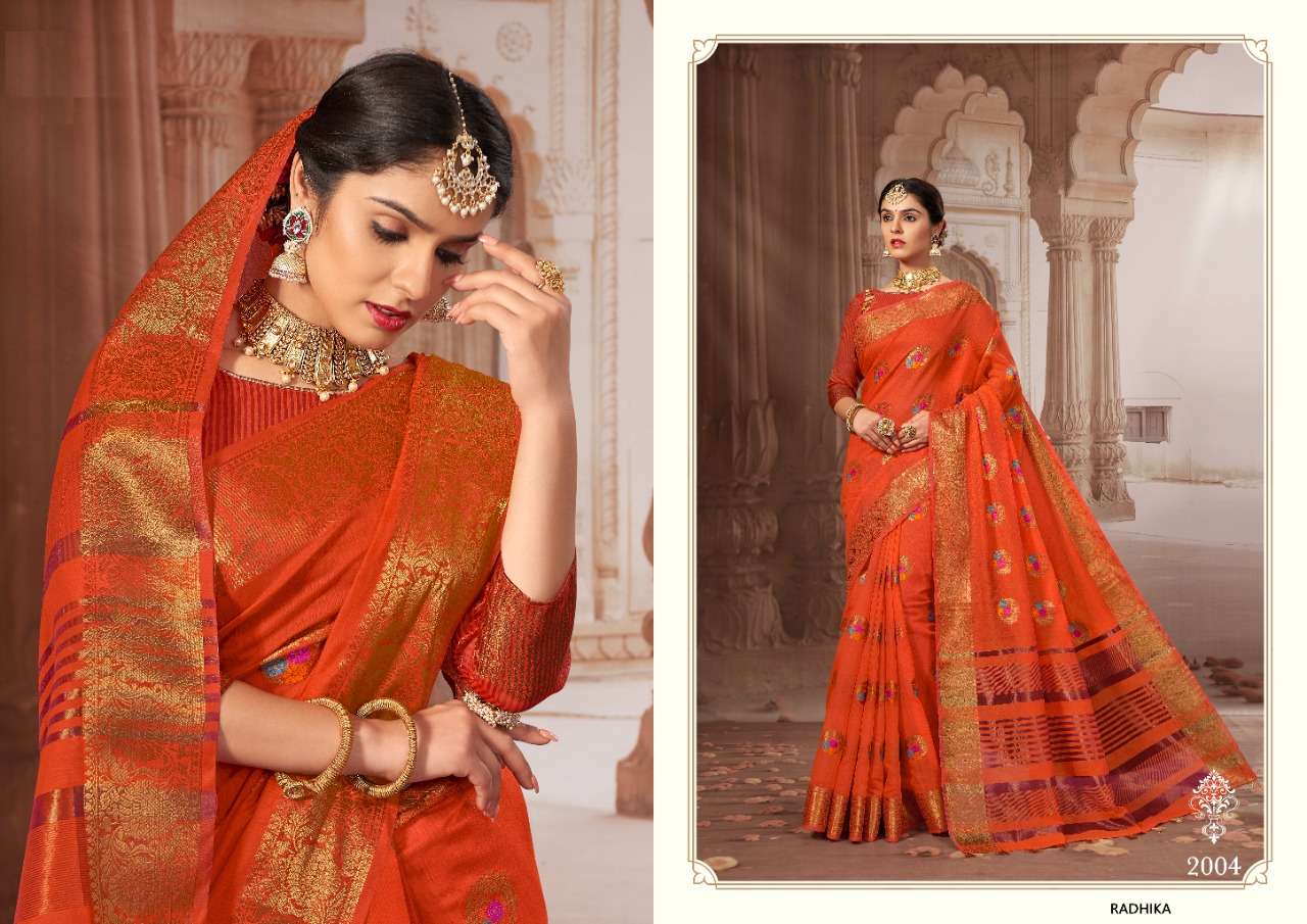 RADHIKA BY SHREE MATARAM 2001 TO 2012 SERIES INDIAN TRADITIONAL WEAR COLLECTION BEAUTIFUL STYLISH FANCY COLORFUL PARTY WEAR & OCCASIONAL WEAR CHANDERI COTTON SAREES AT WHOLESALE PRICE