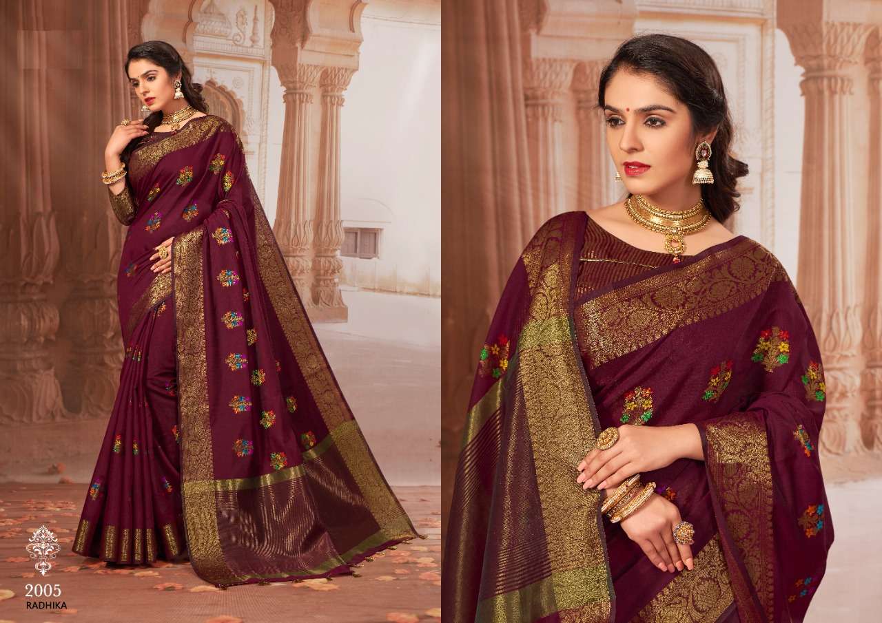 RADHIKA BY SHREE MATARAM 2001 TO 2012 SERIES INDIAN TRADITIONAL WEAR COLLECTION BEAUTIFUL STYLISH FANCY COLORFUL PARTY WEAR & OCCASIONAL WEAR CHANDERI COTTON SAREES AT WHOLESALE PRICE