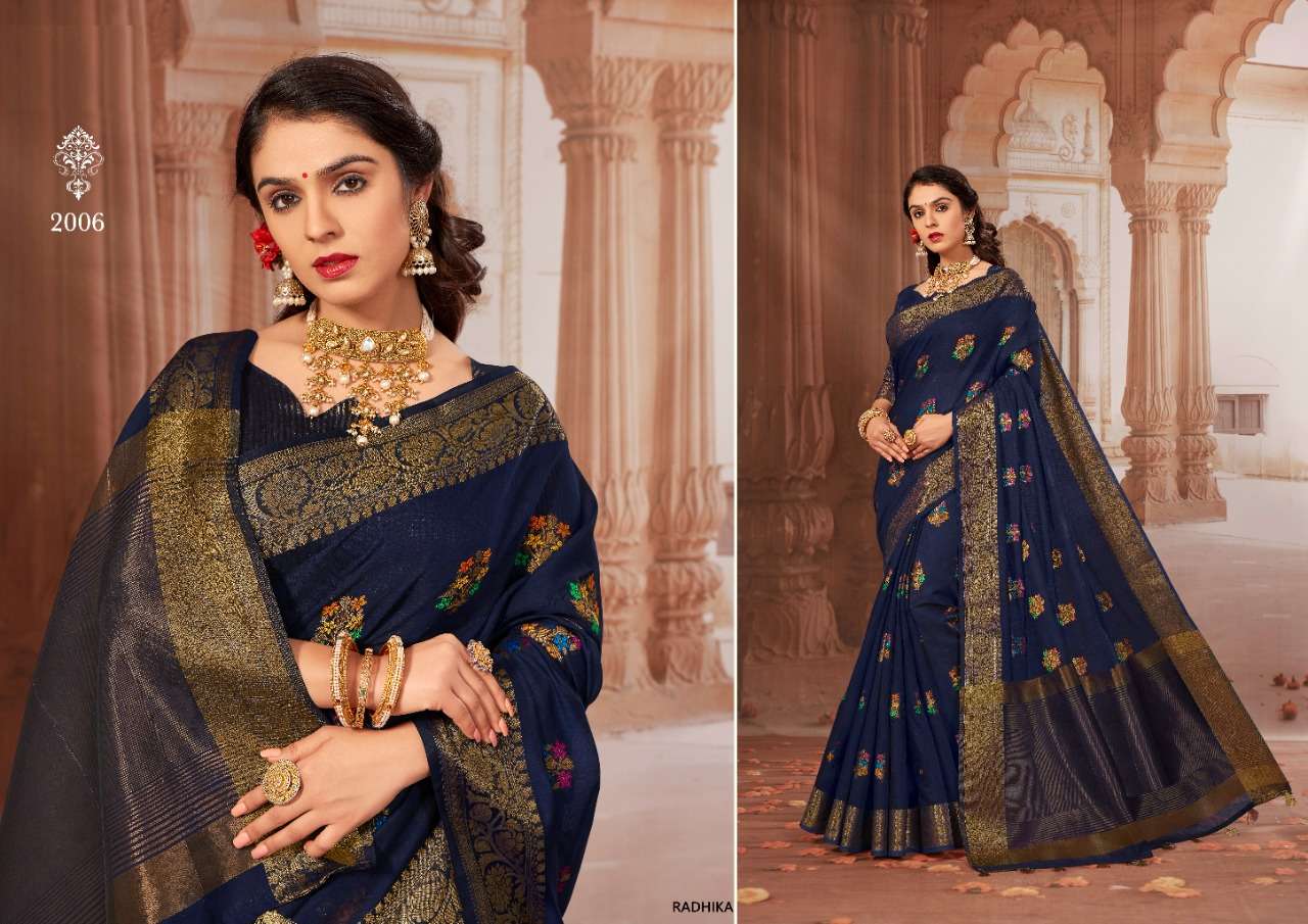 RADHIKA BY SHREE MATARAM 2001 TO 2012 SERIES INDIAN TRADITIONAL WEAR COLLECTION BEAUTIFUL STYLISH FANCY COLORFUL PARTY WEAR & OCCASIONAL WEAR CHANDERI COTTON SAREES AT WHOLESALE PRICE