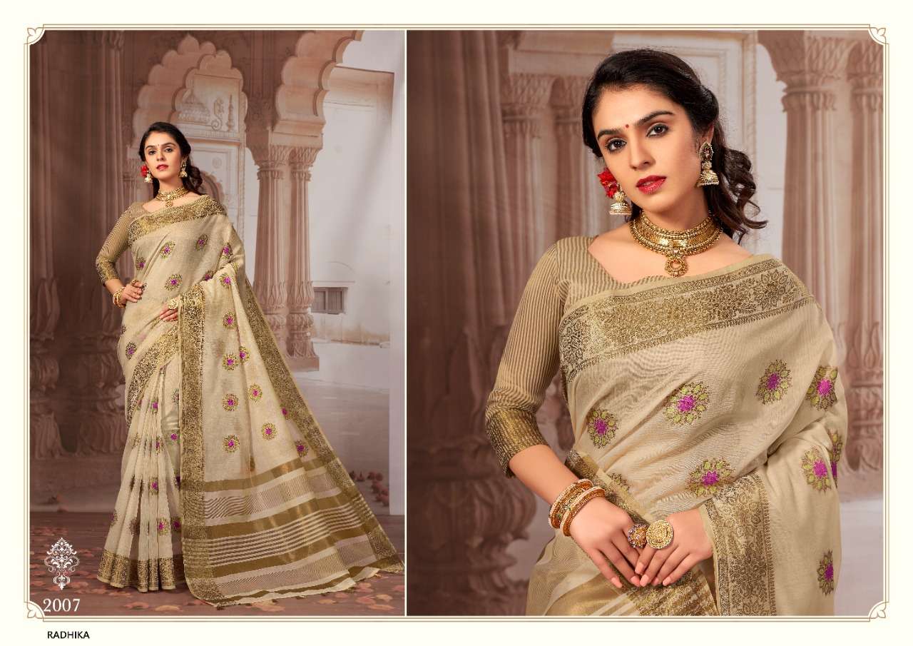 RADHIKA BY SHREE MATARAM 2001 TO 2012 SERIES INDIAN TRADITIONAL WEAR COLLECTION BEAUTIFUL STYLISH FANCY COLORFUL PARTY WEAR & OCCASIONAL WEAR CHANDERI COTTON SAREES AT WHOLESALE PRICE