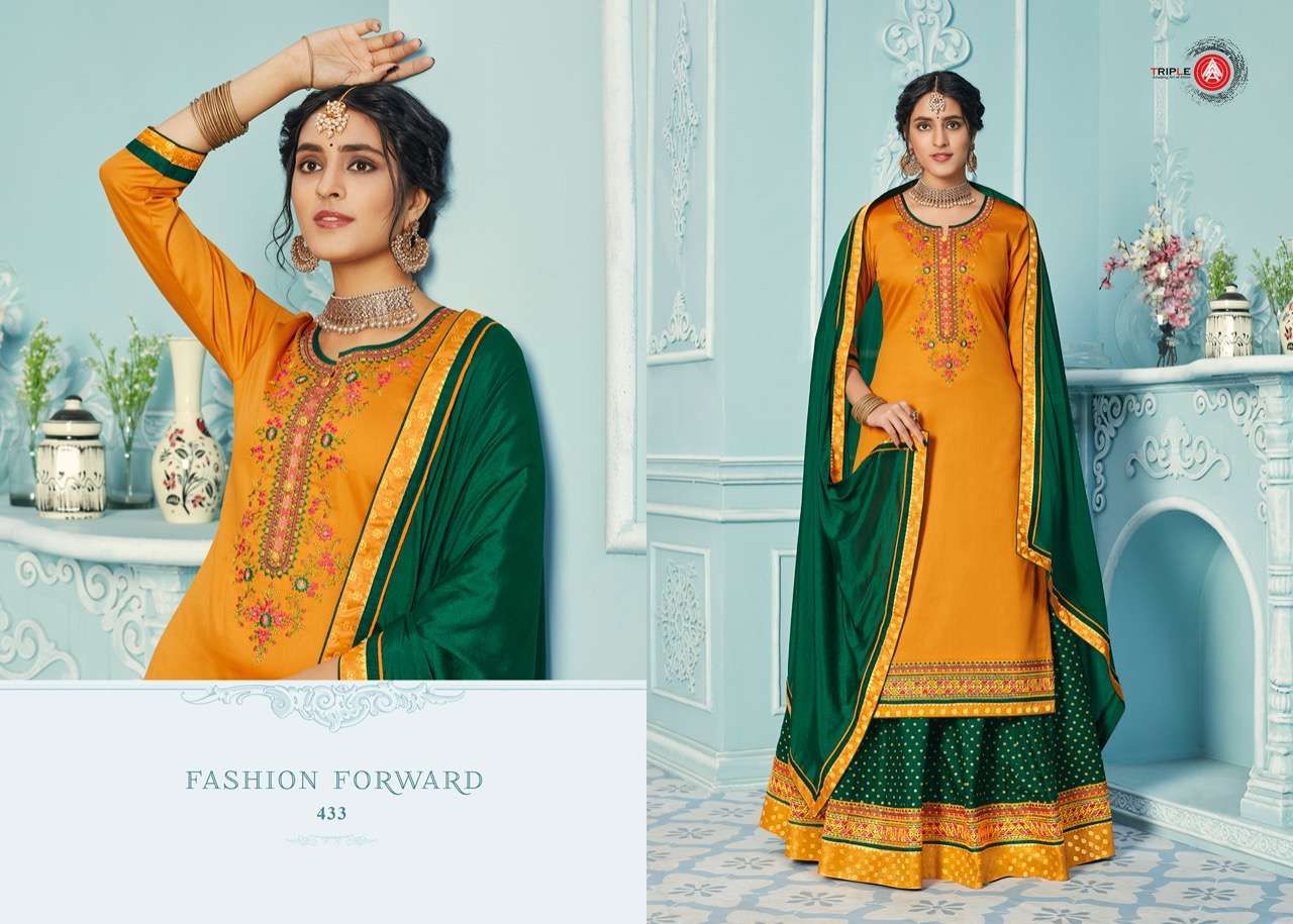 KADAMBRI VOL-4 BY TRIPLE AAA 431 TO 436 DESIGNER FESTIVE SUITS COLLECTION BEAUTIFUL STYLISH FANCY COLORFUL PARTY WEAR & OCCASIONAL WEAR SILK EMBROIDERED DRESSES AT WHOLESALE PRICE