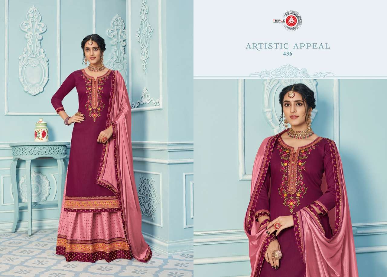 KADAMBRI VOL-4 BY TRIPLE AAA 431 TO 436 DESIGNER FESTIVE SUITS COLLECTION BEAUTIFUL STYLISH FANCY COLORFUL PARTY WEAR & OCCASIONAL WEAR SILK EMBROIDERED DRESSES AT WHOLESALE PRICE