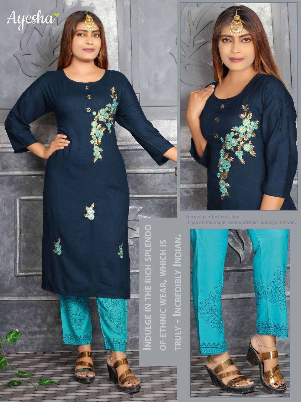 SHIVANI BY AYESHA 1001 TO 1006 SERIES BEAUTIFUL SUITS STYLISH FANCY COLORFUL CASUAL WEAR & ETHNIC WEAR RAYON EMBROIDERED KURTIS WITH BOTTOM AT WHOLESALE PRICE