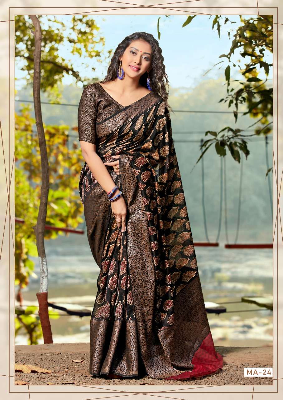 MEERA SILK BY SR INDIAN TRADITIONAL WEAR COLLECTION BEAUTIFUL STYLISH FANCY COLORFUL PARTY WEAR & OCCASIONAL WEAR SOFT LINEN SAREES AT WHOLESALE PRICE