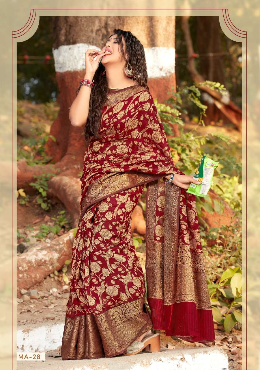 MEERA SILK BY SR INDIAN TRADITIONAL WEAR COLLECTION BEAUTIFUL STYLISH FANCY COLORFUL PARTY WEAR & OCCASIONAL WEAR SOFT LINEN SAREES AT WHOLESALE PRICE