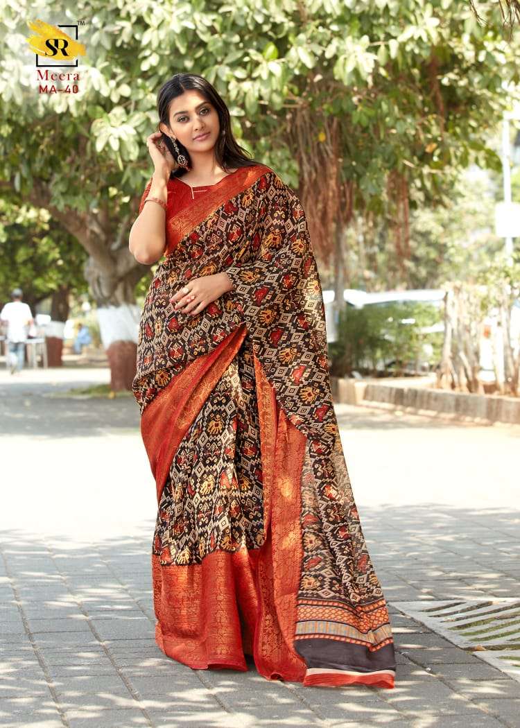 MEERA SILK BY SR INDIAN TRADITIONAL WEAR COLLECTION BEAUTIFUL STYLISH FANCY COLORFUL PARTY WEAR & OCCASIONAL WEAR SOFT LINEN SAREES AT WHOLESALE PRICE
