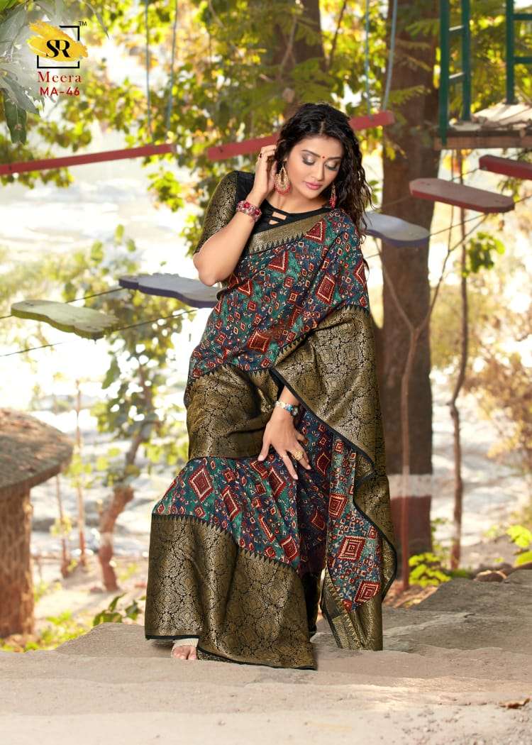 MEERA SILK BY SR INDIAN TRADITIONAL WEAR COLLECTION BEAUTIFUL STYLISH FANCY COLORFUL PARTY WEAR & OCCASIONAL WEAR SOFT LINEN SAREES AT WHOLESALE PRICE