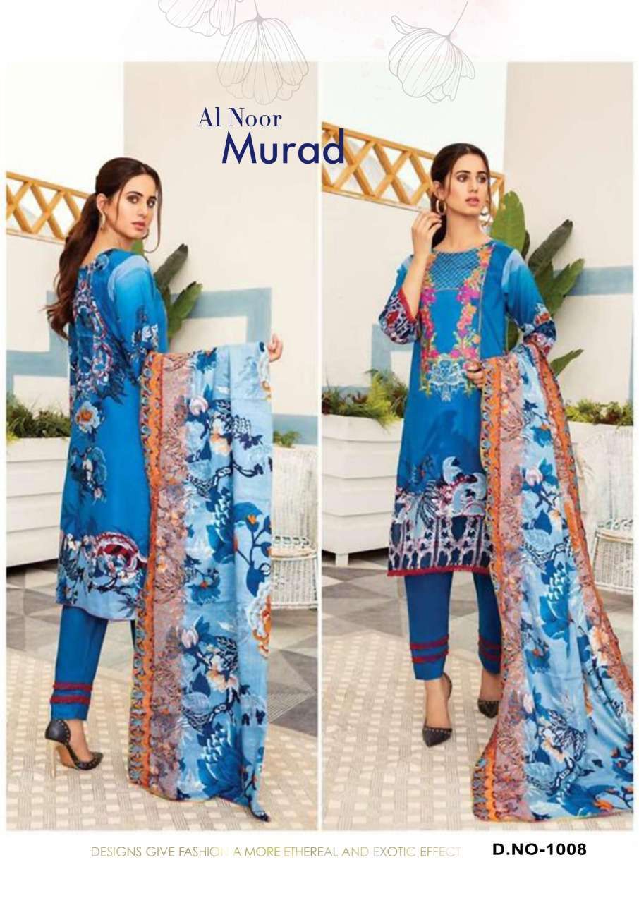 MURAD BY FAB M 1001 TO 1008 SERIES BEAUTIFUL SUITS COLORFUL STYLISH FANCY CASUAL WEAR & ETHNIC WEAR COTTON DRESSES AT WHOLESALE PRICE