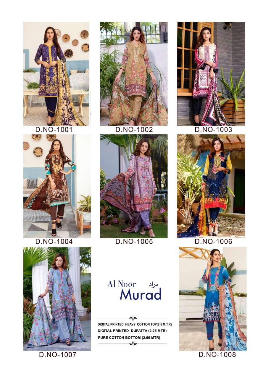 MURAD BY FAB M 1001 TO 1008 SERIES BEAUTIFUL SUITS COLORFUL STYLISH FANCY CASUAL WEAR & ETHNIC WEAR COTTON DRESSES AT WHOLESALE PRICE