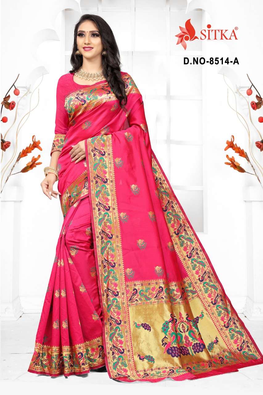GALLERY 8514 BY SITKA 8514-A TO 8514-D SERIES INDIAN TRADITIONAL WEAR COLLECTION BEAUTIFUL STYLISH FANCY COLORFUL PARTY WEAR & OCCASIONAL WEAR SILK SAREES AT WHOLESALE PRICE