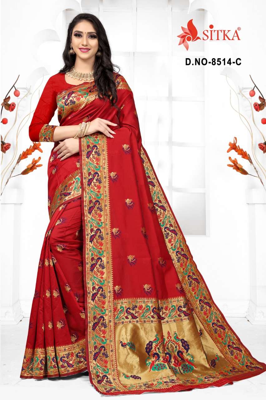 GALLERY 8514 BY SITKA 8514-A TO 8514-D SERIES INDIAN TRADITIONAL WEAR COLLECTION BEAUTIFUL STYLISH FANCY COLORFUL PARTY WEAR & OCCASIONAL WEAR SILK SAREES AT WHOLESALE PRICE