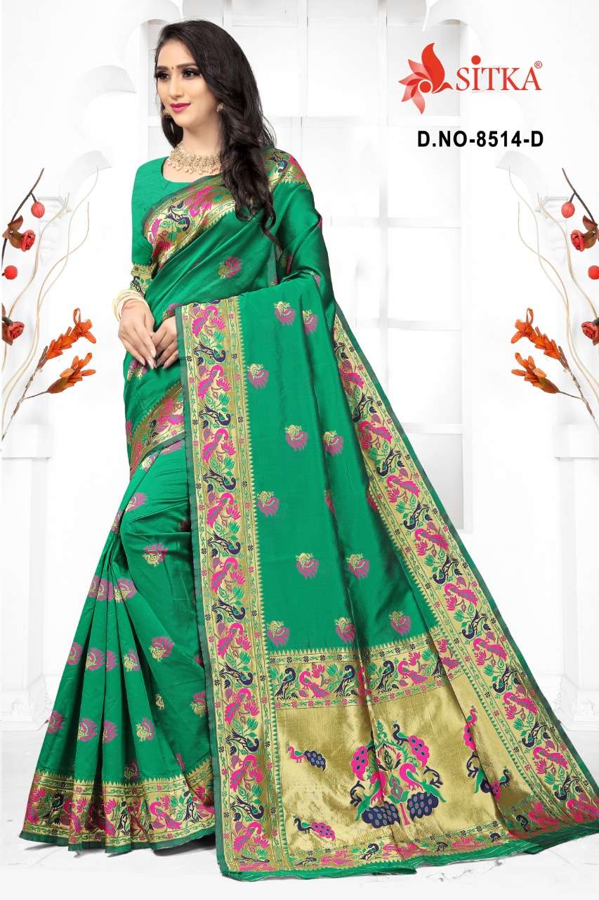 GALLERY 8514 BY SITKA 8514-A TO 8514-D SERIES INDIAN TRADITIONAL WEAR COLLECTION BEAUTIFUL STYLISH FANCY COLORFUL PARTY WEAR & OCCASIONAL WEAR SILK SAREES AT WHOLESALE PRICE