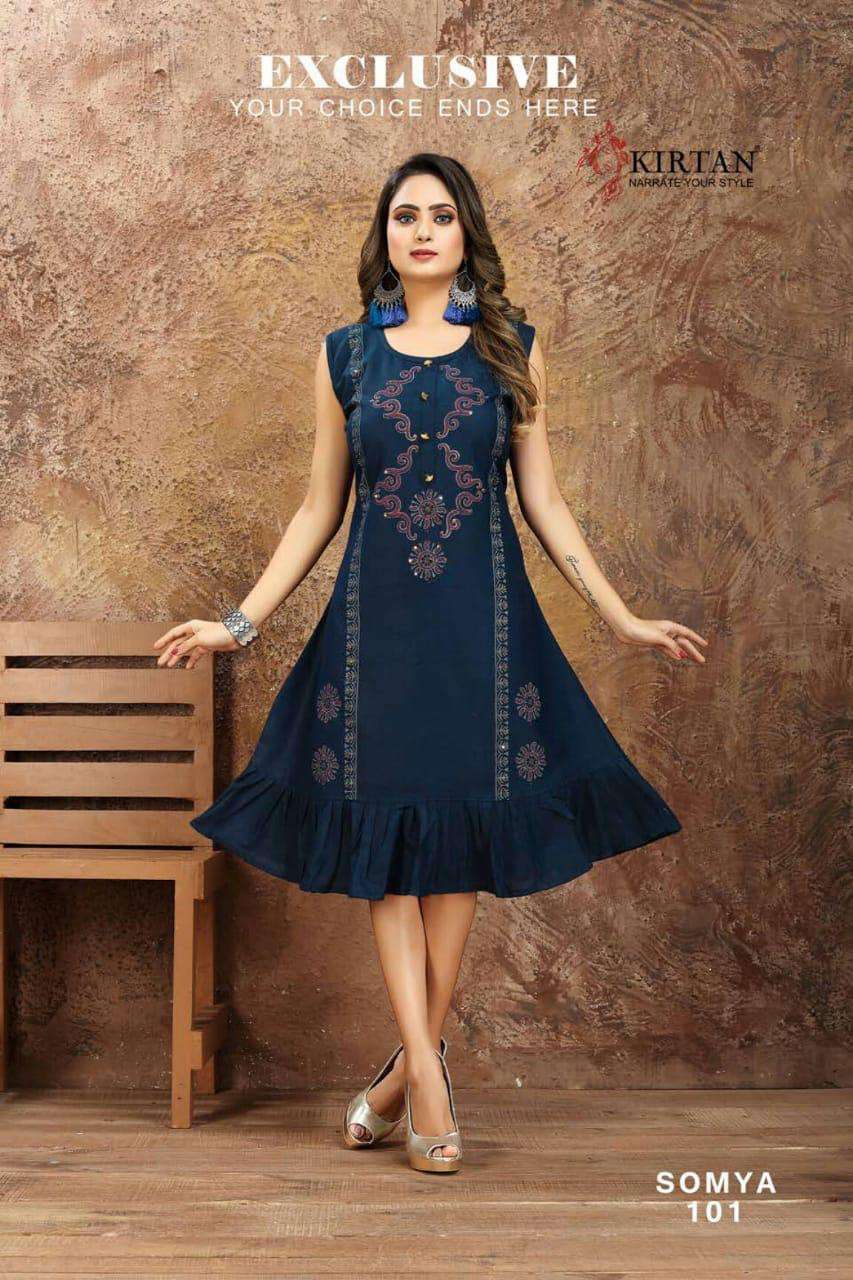 SOMYA BY KIRTAN 101 TO 108 SERIES BEAUTIFUL STYLISH FANCY COLORFUL CASUAL WEAR & ETHNIC WEAR & READY TO WEAR RUBY SILK KURTIS AT WHOLESALE PRICE