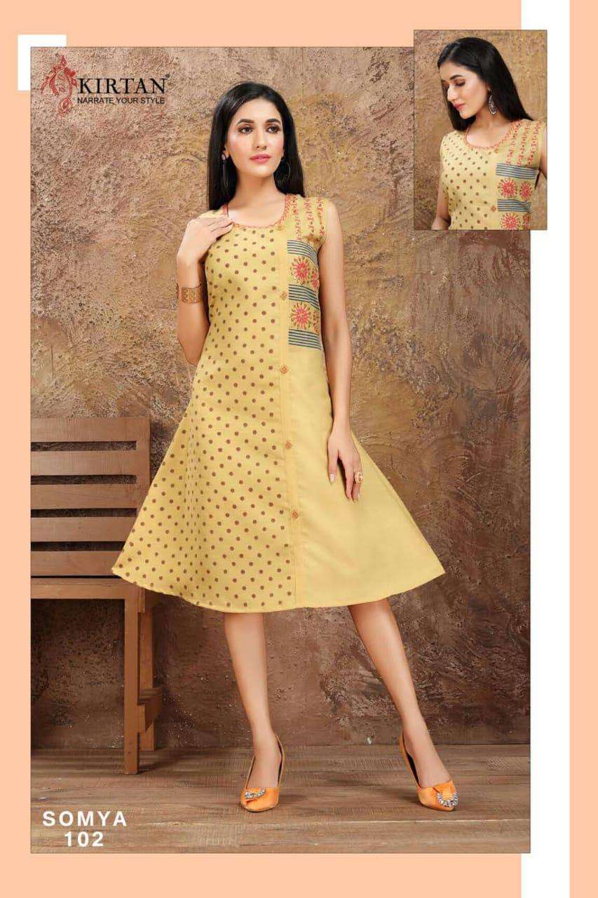 SOMYA BY KIRTAN 101 TO 108 SERIES BEAUTIFUL STYLISH FANCY COLORFUL CASUAL WEAR & ETHNIC WEAR & READY TO WEAR RUBY SILK KURTIS AT WHOLESALE PRICE