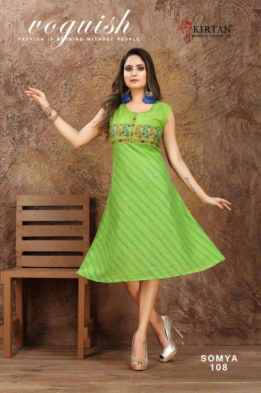 SOMYA BY KIRTAN 101 TO 108 SERIES BEAUTIFUL STYLISH FANCY COLORFUL CASUAL WEAR & ETHNIC WEAR & READY TO WEAR RUBY SILK KURTIS AT WHOLESALE PRICE