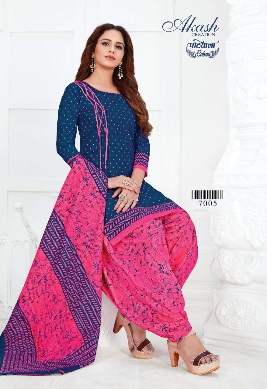 PATIYALA BABES VOL-7 BY AKASH CREATION 7001 TO 7010 SERIES BEAUTIFUL PATIYALA SUITS STYLISH FANCY COLORFUL PARTY WEAR & OCCASIONAL WEAR PURE COTTON DRESSES AT WHOLESALE PRICE
