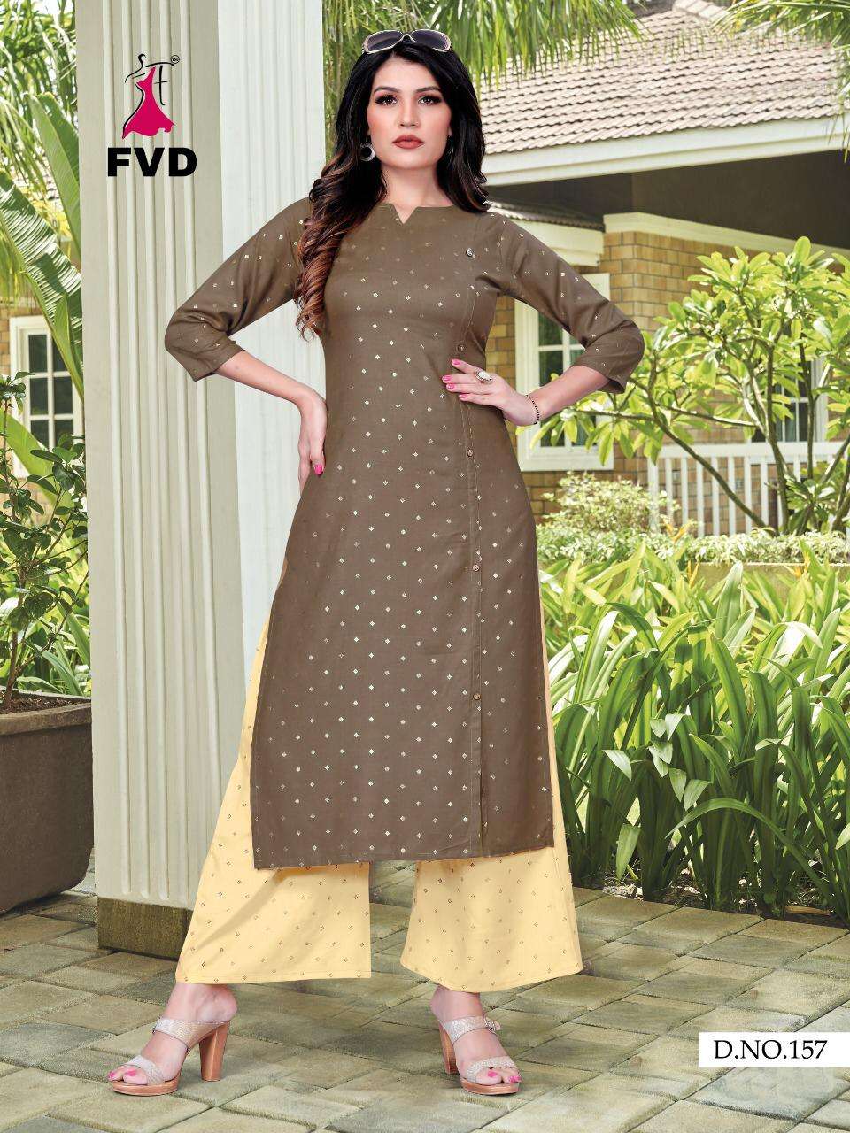 KITES VOL-1 BY FVD 155 TO 159 SERIES BEAUTIFUL COLORFUL STYLISH FANCY CASUAL WEAR & ETHNIC WEAR & READY TO WEAR PURE RAYON PRINTED KURTIS WITH BOTTOM AT WHOLESALE PRICE