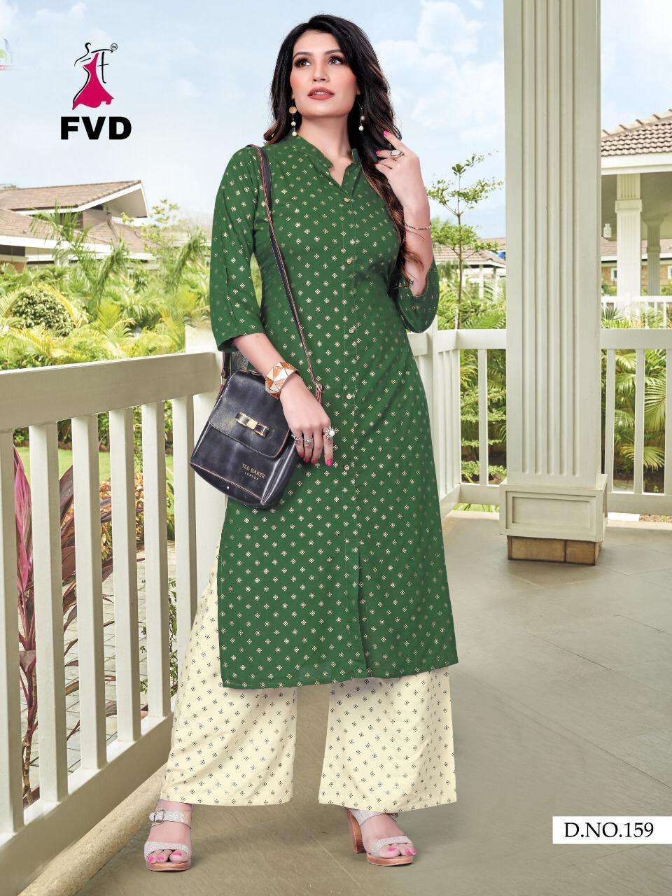 KITES VOL-1 BY FVD 155 TO 159 SERIES BEAUTIFUL COLORFUL STYLISH FANCY CASUAL WEAR & ETHNIC WEAR & READY TO WEAR PURE RAYON PRINTED KURTIS WITH BOTTOM AT WHOLESALE PRICE